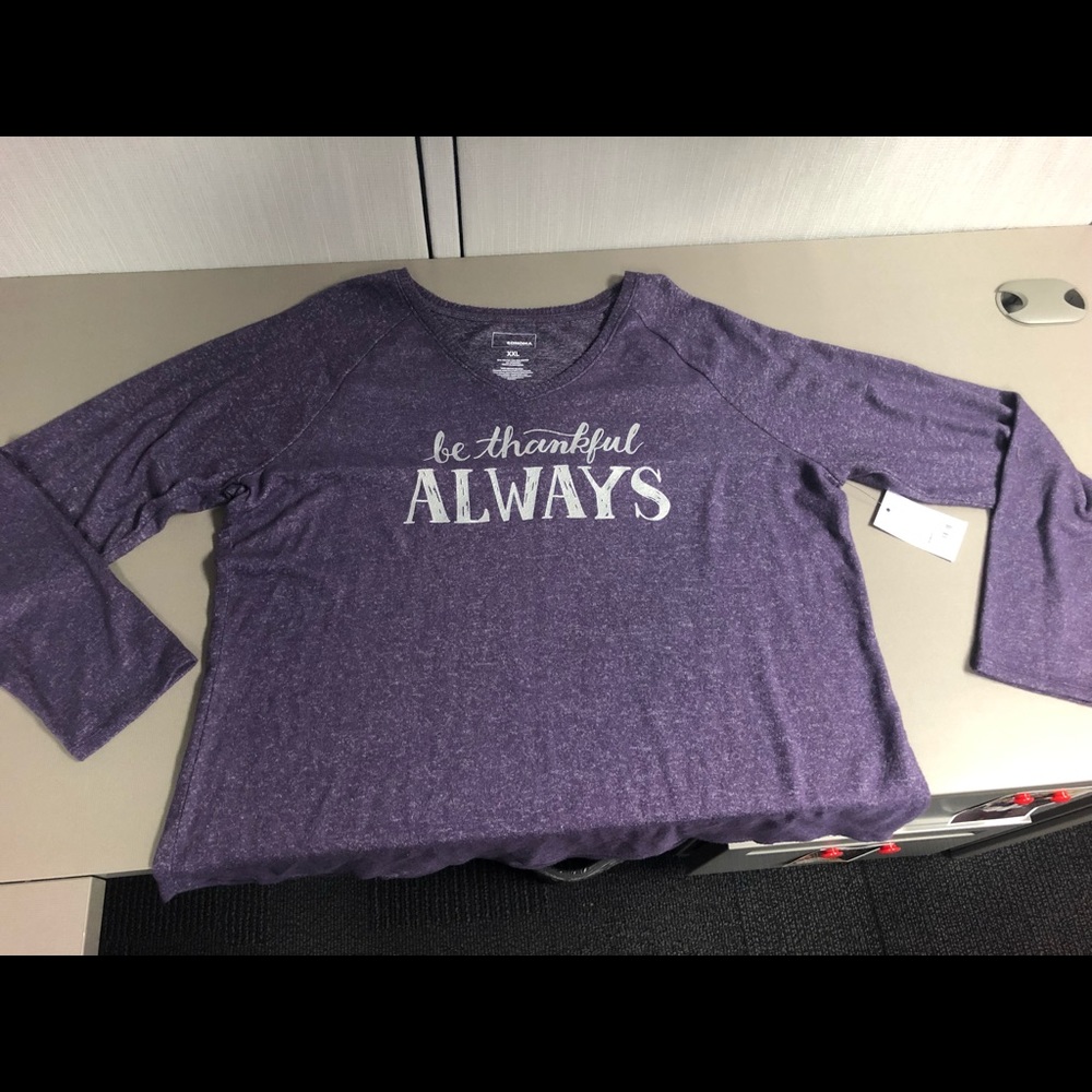 MAKE OFFER SOMOMA PURPLE XXL BE THANKFUL ALWAYS SUPER SOFT V NECK LIGHT SWEATER
